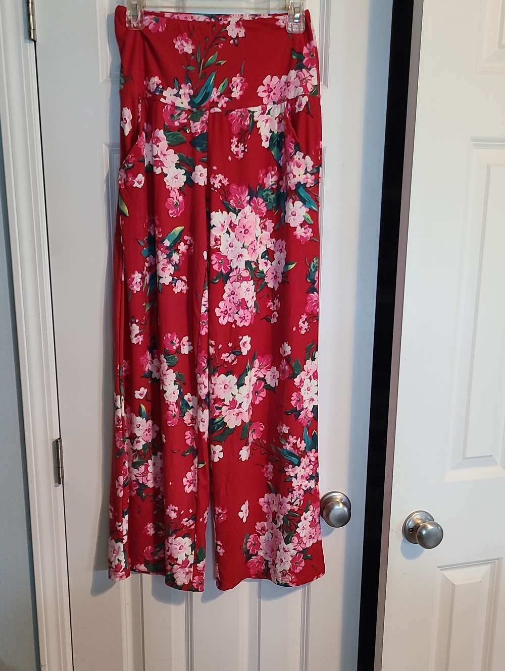 Red Floral Wide-Leg Palazzo Pants